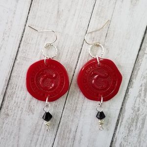 Red Tanqueray Gin Bottle Seal dangle Earrings 💘